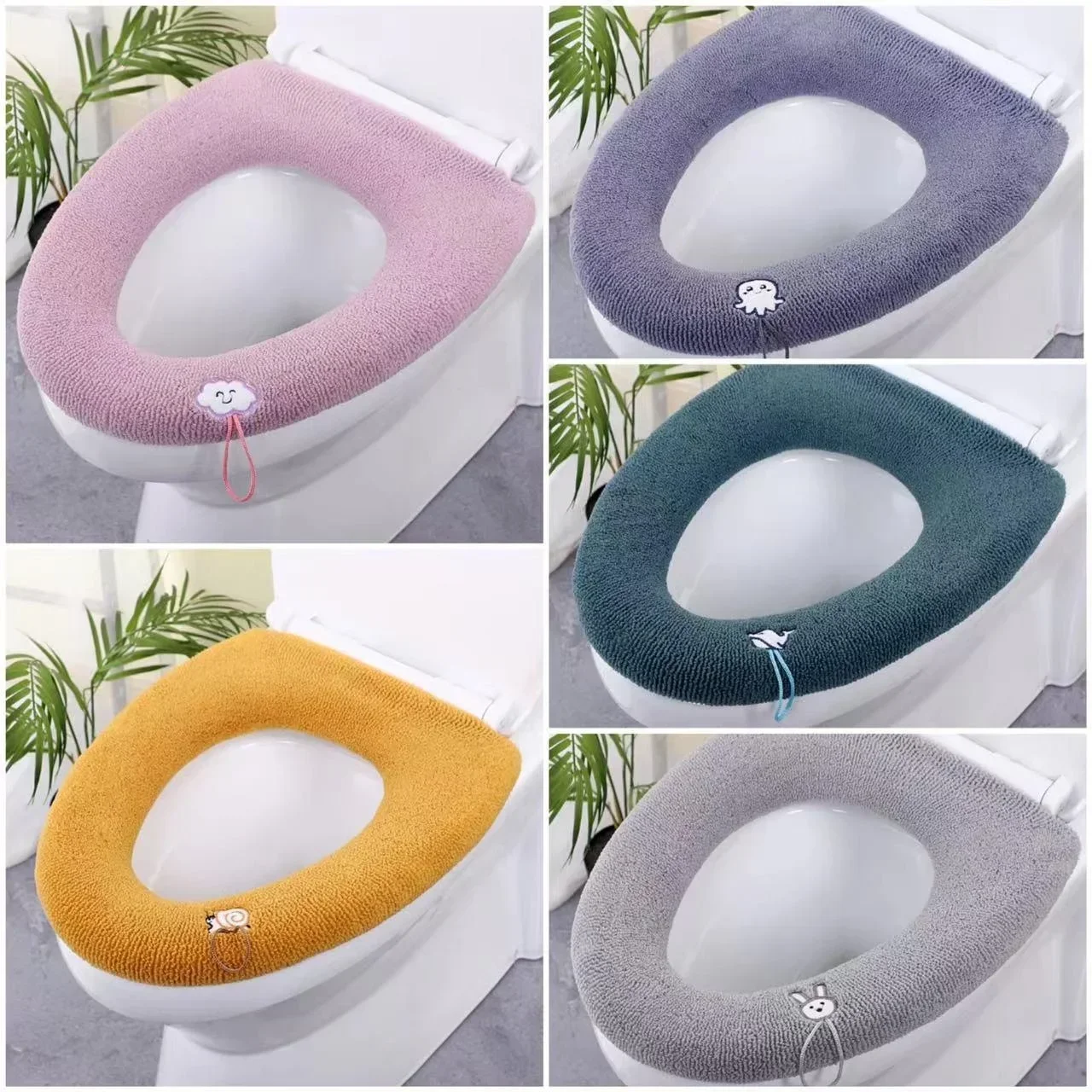 Thicker Bathroom Toilet Seat Cover Pads - Soft Warmer Toilet Seat Cushion Cover Stretchable Washable Cloth