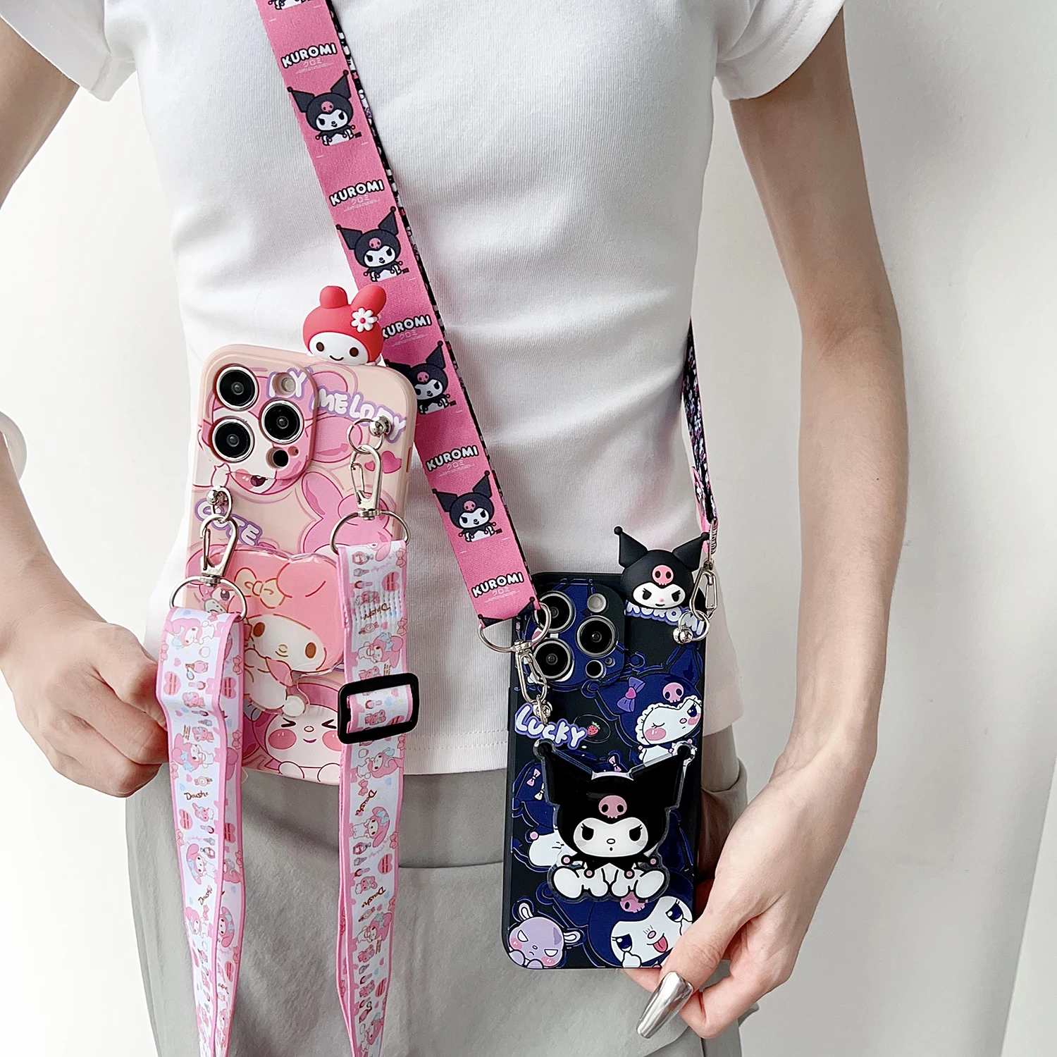 For Samsung Galaxy S8 S9 S10 S20 S21 S22 S23 S24 S25 Plus Ultra FE Note 8 9 10 20 Shy Kuromi Case With Holder Rope - náhled 2