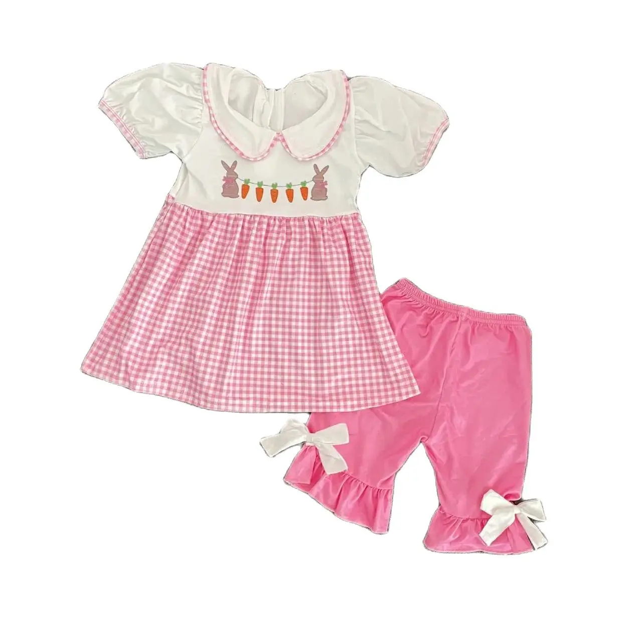 

Wholesale Kids Easter Set Clothing Toddler Baby Girl Boy Short Sleeves Lapel Rabbit Shirt Plaid Shorts Children Outfit