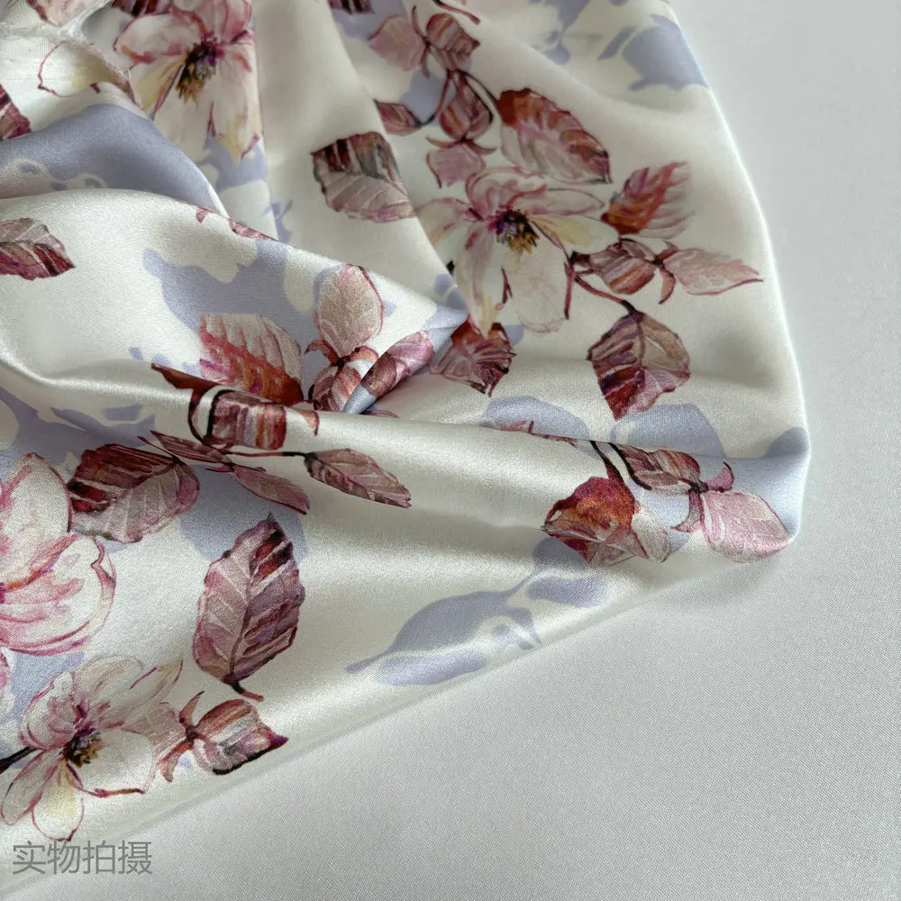 Micro-Elastic Silkworm Silk Satin Fabric Wide Silk Crepe Satin Fabric Handmade DIY Nightdress Cheongsam Printing
