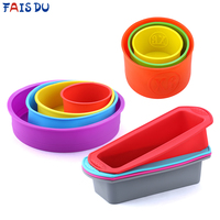 FAIS DU Silicone Cake Mold Round Shape Rectangular Silicone Bread Pan Cake Round Shape Mold 12 Holes Muffin Cupcake Baking Pans
