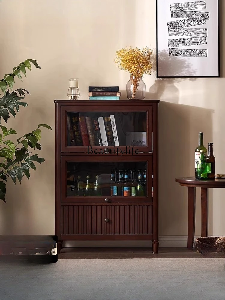 American side cabinet all solid wood simple modern retro storage cabinet cherry wood furniture