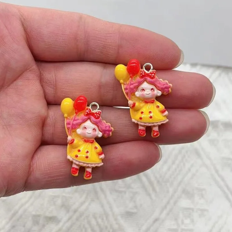 10Pcs Cartoon Resin Cute Balloon Girl Style Earrings Pendant Scrapbook Craft Diy Miniature Decorations
