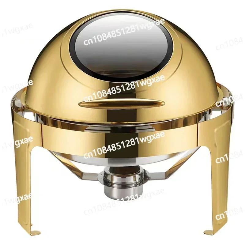 

6L Large Roll Top Round Dining Silver Chafing Dish Food Warmer，Hotel Large Stainless Steel Gold Hot Pot