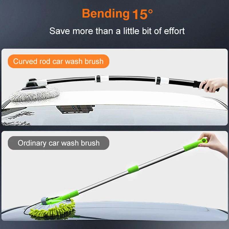 Car Wash Brush Mop Kit Cleaning Brush Chenille Microfiber Car Wash Brush Telescopic Long Handle Cleaning Mop Car Cleaning Tool