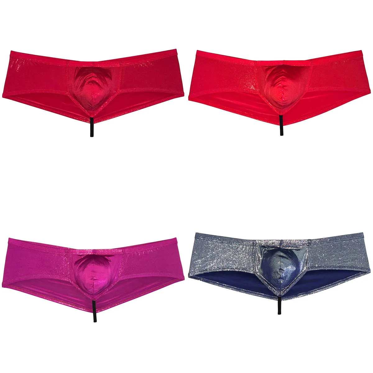 

Men's Shiny Boxer Briefs Bulge Pouch Underwear Sexy Low Rise Jockstrap Hipster Bikini Shorts Brazilian Thong Cheeky Tangas