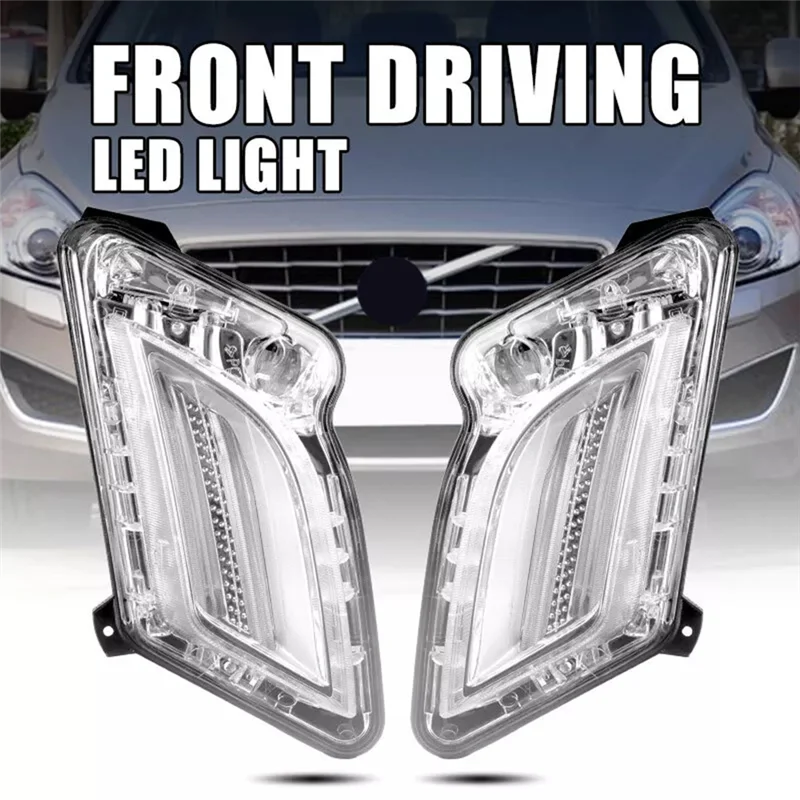 

A03Q-1Pair Front Position Light Indicator Light 31278558 31278557 For Volvo S60 11-13 LED Daytime Running Parking Lights