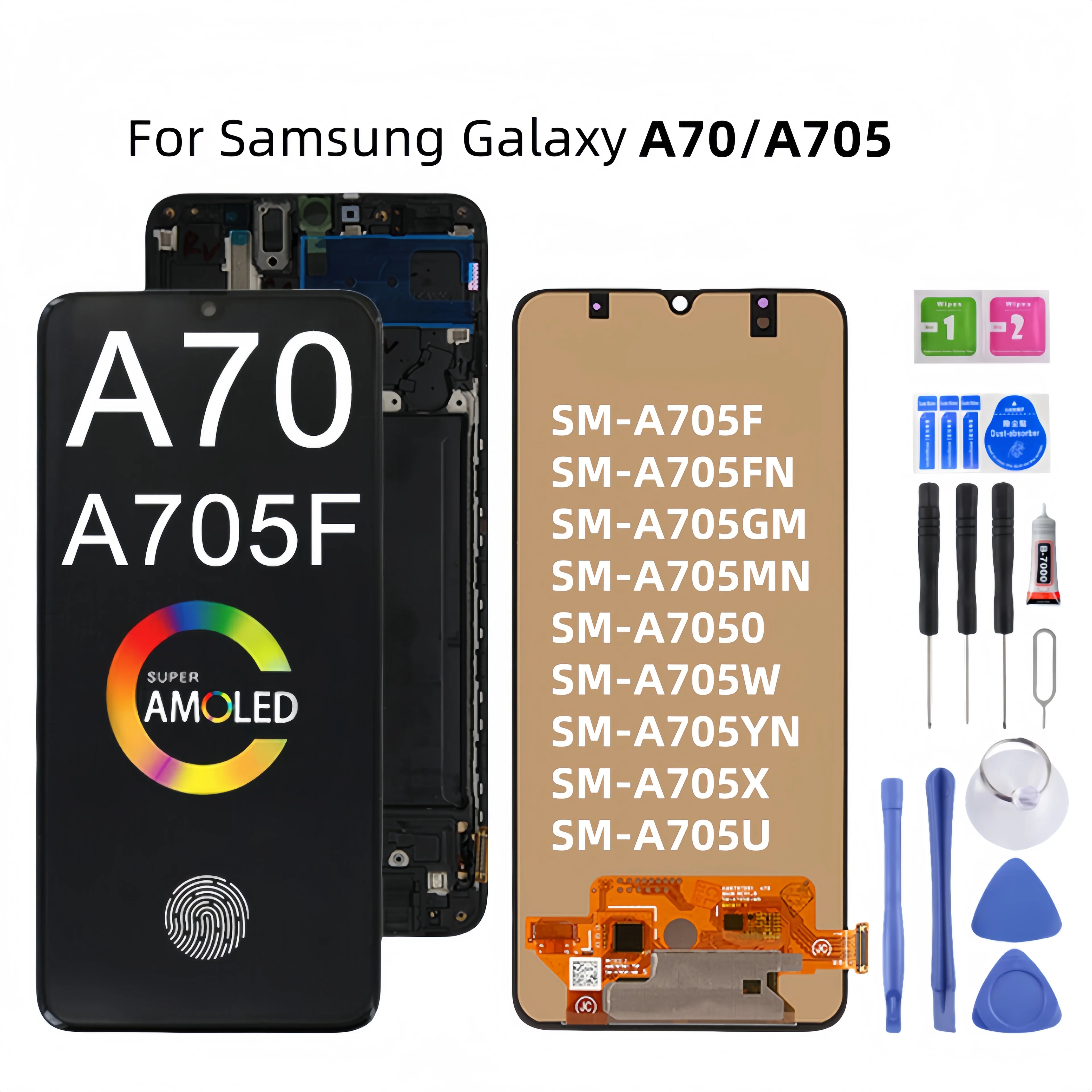 

LCD Display Touch Screen Digitizer Assembly Replacement, Samsung Galaxy A70, A705, SM-A705F, A7050, A705W, A705X, A705U