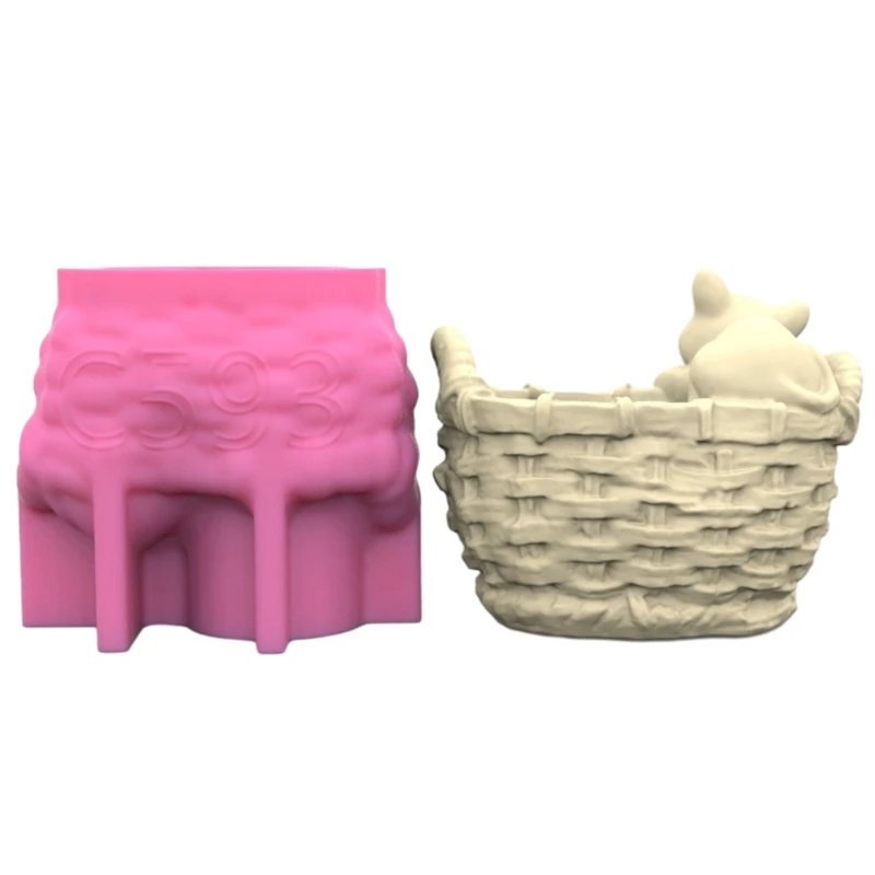 Silicone Mold Vintage Woven Flower Basket Molds Succulent Planter Casting Mould