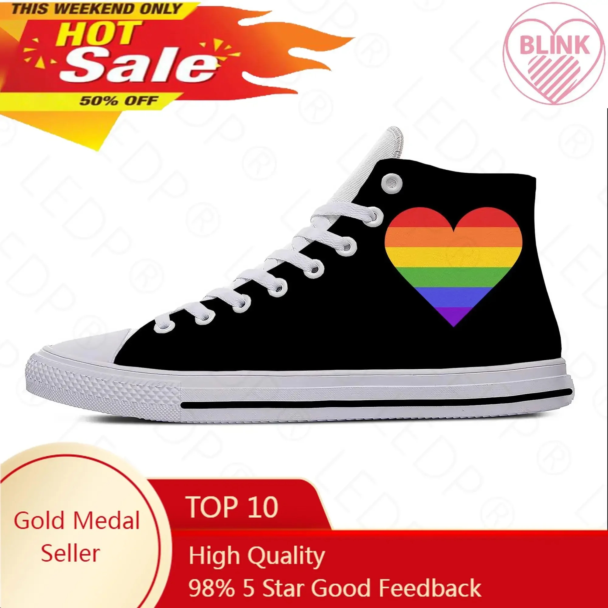 

ЛГБТ-прайд с радужным сердцем, крутые забавные повседневные тканевые туфли для геев и лесбиянок, легкие дышащие мужские и женские кроссовки с 3D принтом