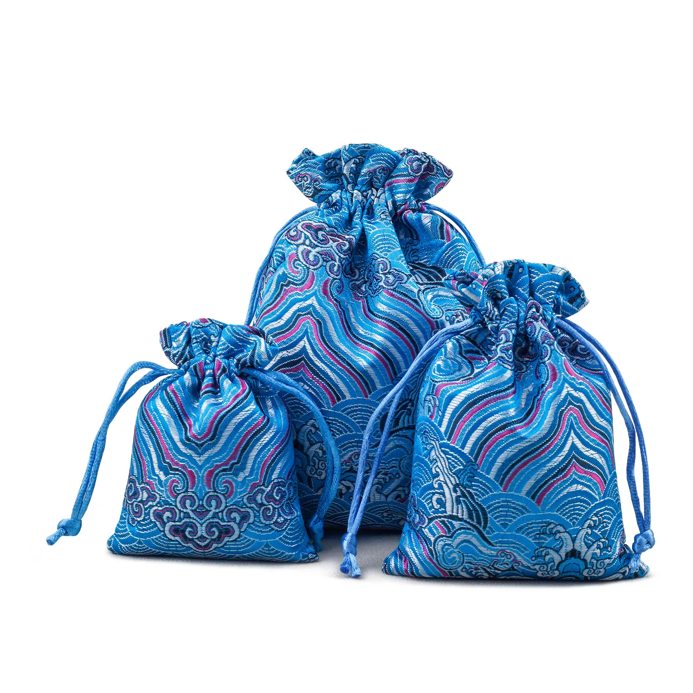 الديباج حقيبة ملابس بروكيد موجة نمط حزمة جيب الرباط حقيبة حقيبة أدوات مكتبية لعناصر القرطاسية الحبوب المتنوعة