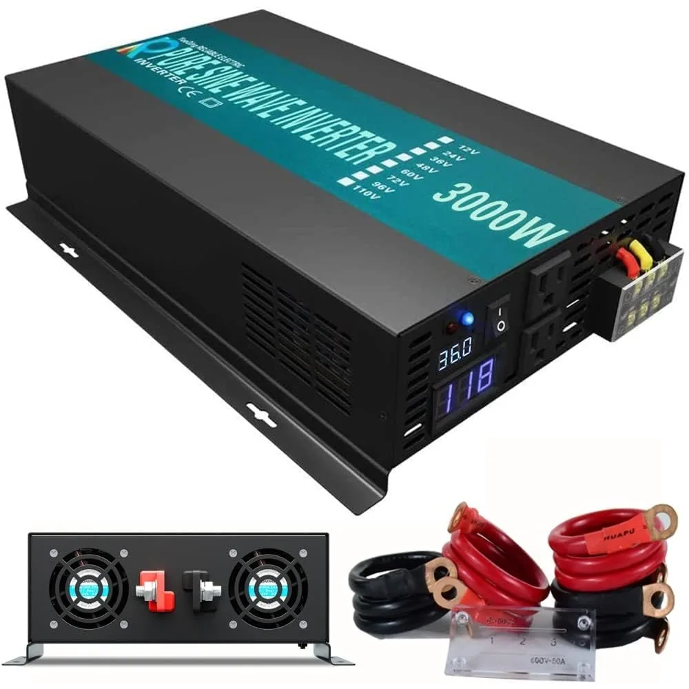 3000W 36V 120V Pure Sine Wave Power Inverter with 2 AC Outlets,Car Inverter, Model Number: RBP-300036