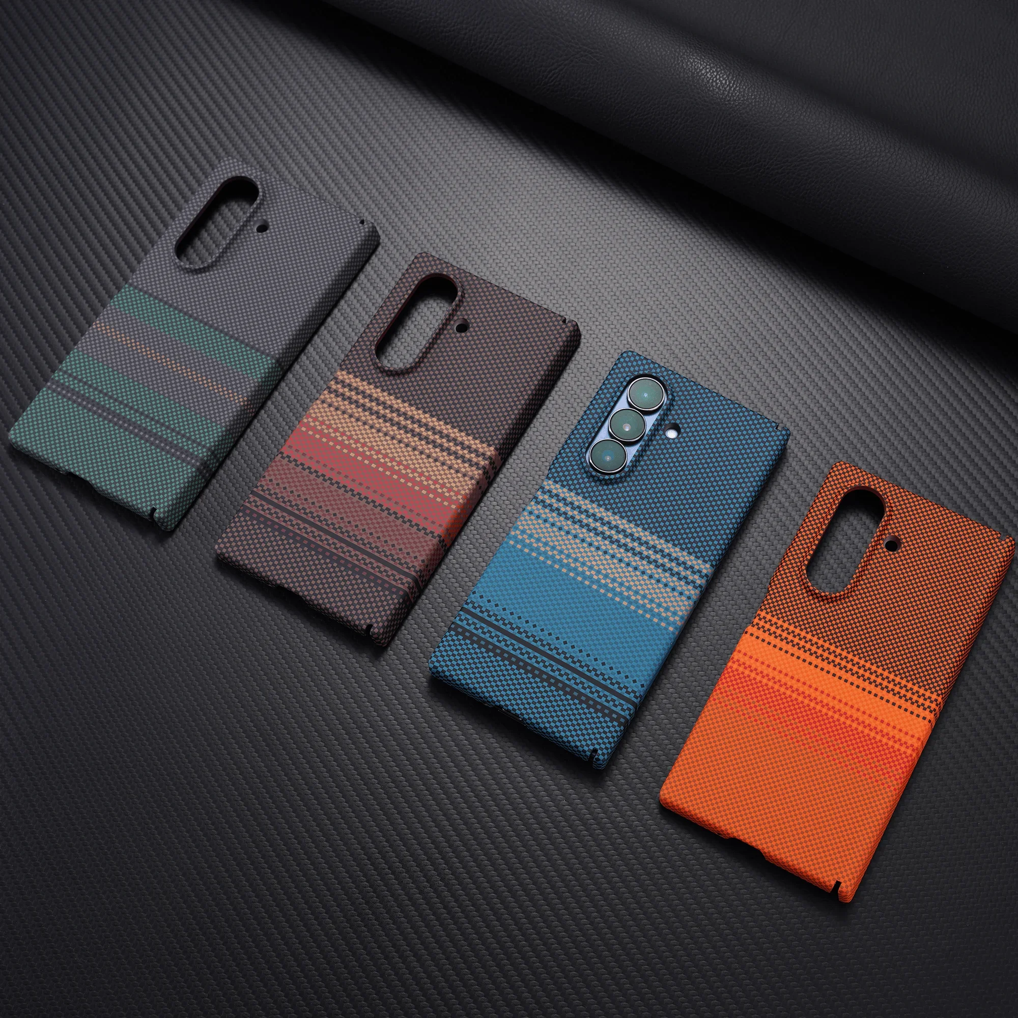 for Samsung Galaxy Z Fold 8 Ultra 7 6 5 4 Business Kevlar Carbon Fiber Texture PC Magnetic Hinge Protect Case Screen Glass Cover