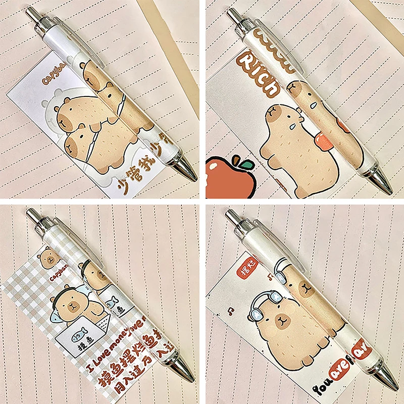 Capybara-Bolígrafo de prensa de dibujos animados para estudiantes, bolígrafos de Gel de papel, de secado rápido, suministros de papelería creativos Kawaii, 0,5mm