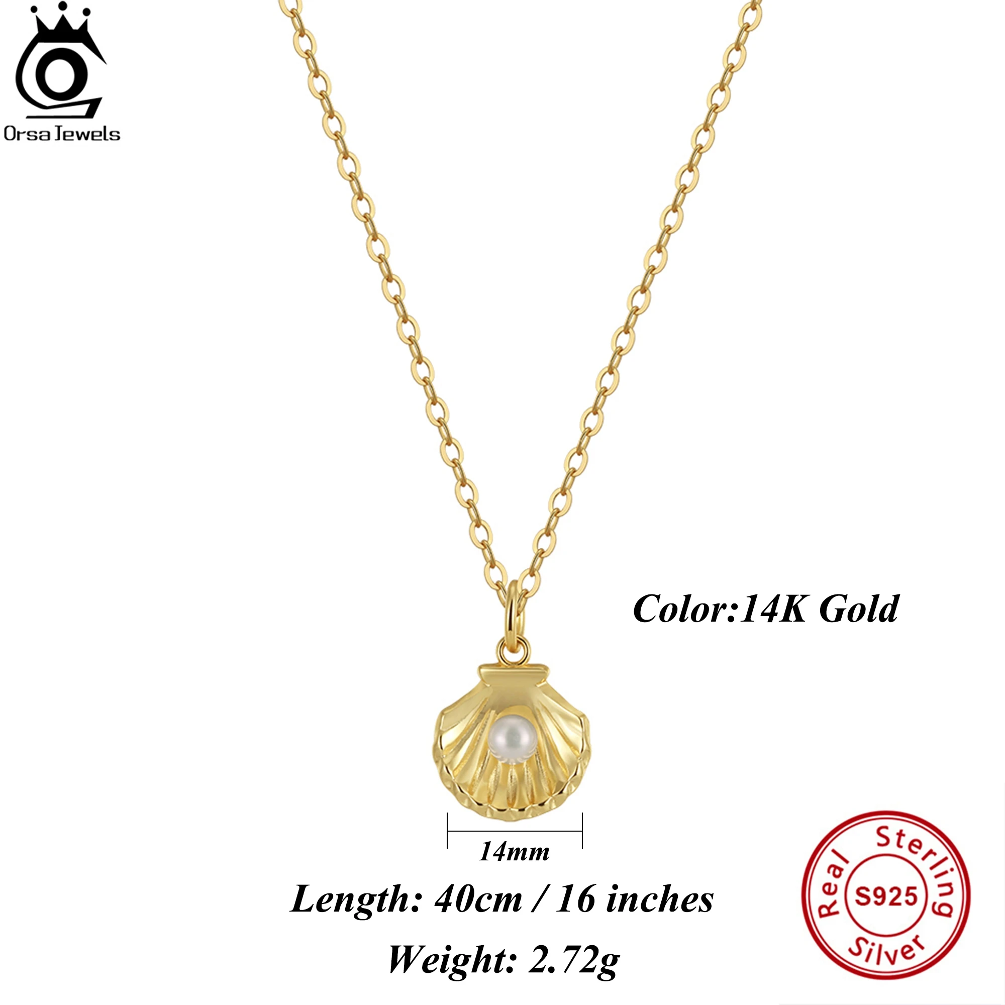

ORSA JEWELS 925 Sterling Silver Shell Pendant Necklace with Freshwater Pearl Dainty Beach-Themed Charm Silver Chain Gift SGPN81