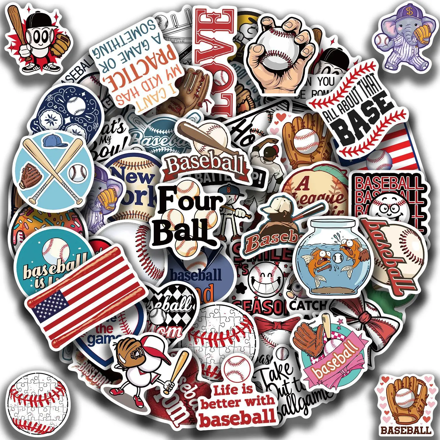 50 TEILE/PAKET Cartoon Baseball Graffiti Aufkleber Wasserdichte Dekoration Gepäck Notebook Kinder Schreibwaren Belohnung Aufkleber