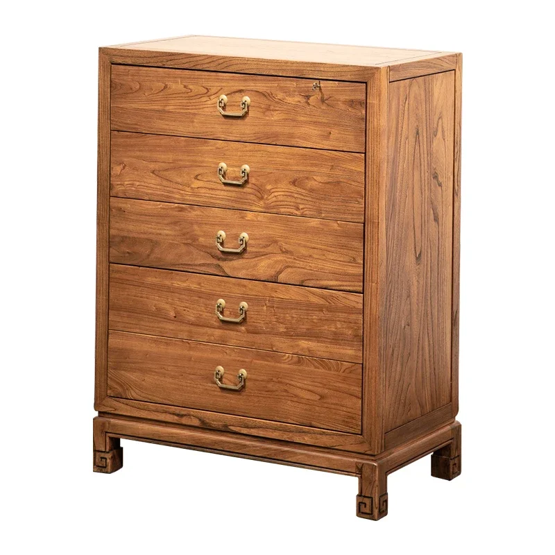 

New Chinese-style chest of drawers solid wood old elm bucket cabinet living room drawer cabinet bedroom locker whole