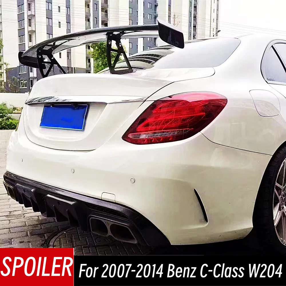 

For 2007-2014 Mercedes Benz C-Class W204 C180 C200 C220 C260 C300 Real Carbon Fibe Rear Trunk Lid Spoiler Wings Car Accessories