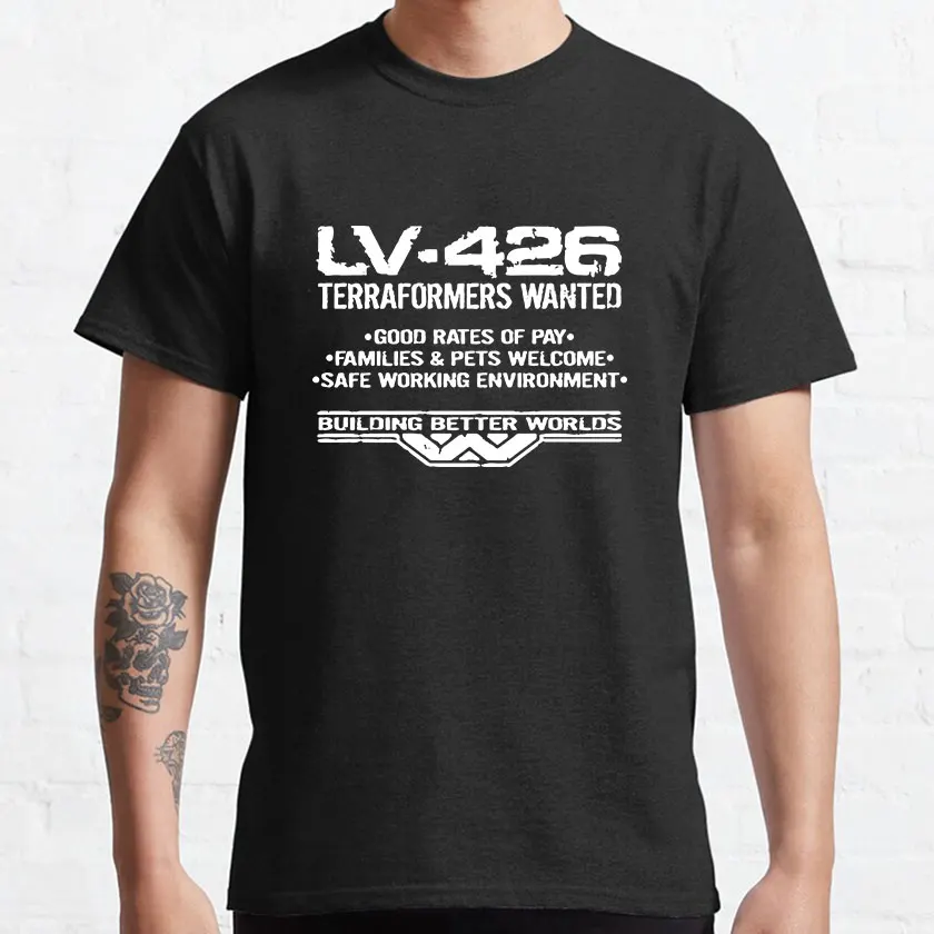 80s Vintage Étrangers LV-426 T-Shirt Weyland Yutani 100% Cotton Xenomorphe Alien Ripley Retro Horror Movie Large Size Clothing
