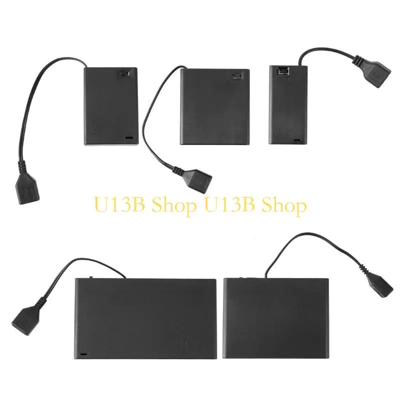 U13B 2/3/4/6/8 Steckplatz AA Battery Hülle Hülle mit USB zum Erstellen von LED -Lichtkit mit Schaltern für LED -Licht