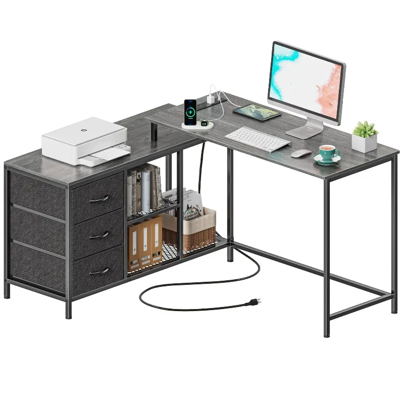 Corner computer desk, desktop board bookcase integrated learning home desk, corner double desk