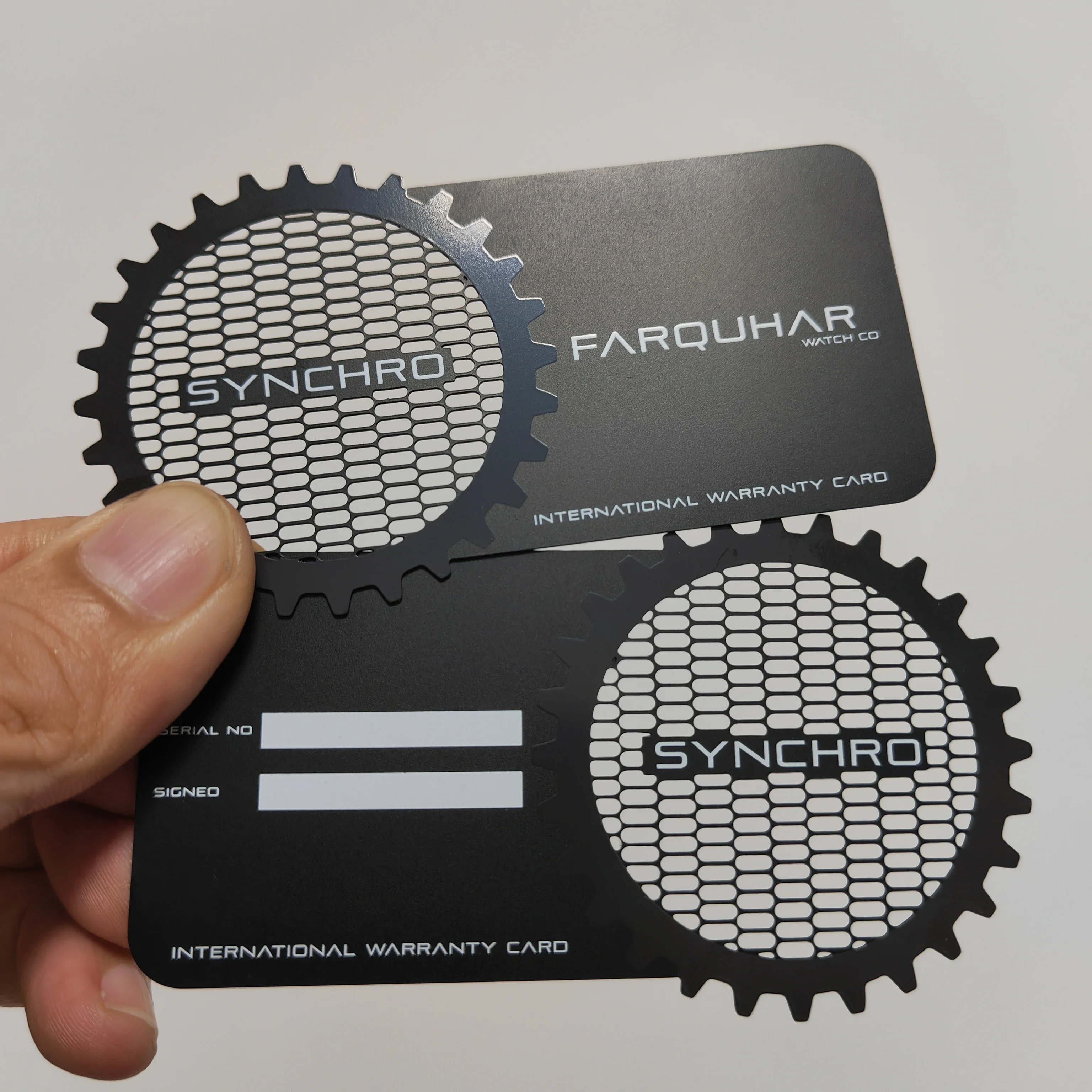 Customized query Professional Custom High Quality Brush Silver Stainless Steel Warranty Card With Stripe and Signature Panel