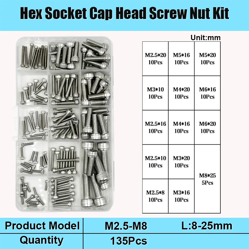 304 Edelstahl Sechs kant Innen sechs kant Kopfs ch raube Schraube Schraube Mutter Set m2, 5 m3 m4 m5 m6 m8 Buchse runde Kopfs ch raube din912 – Detail 9