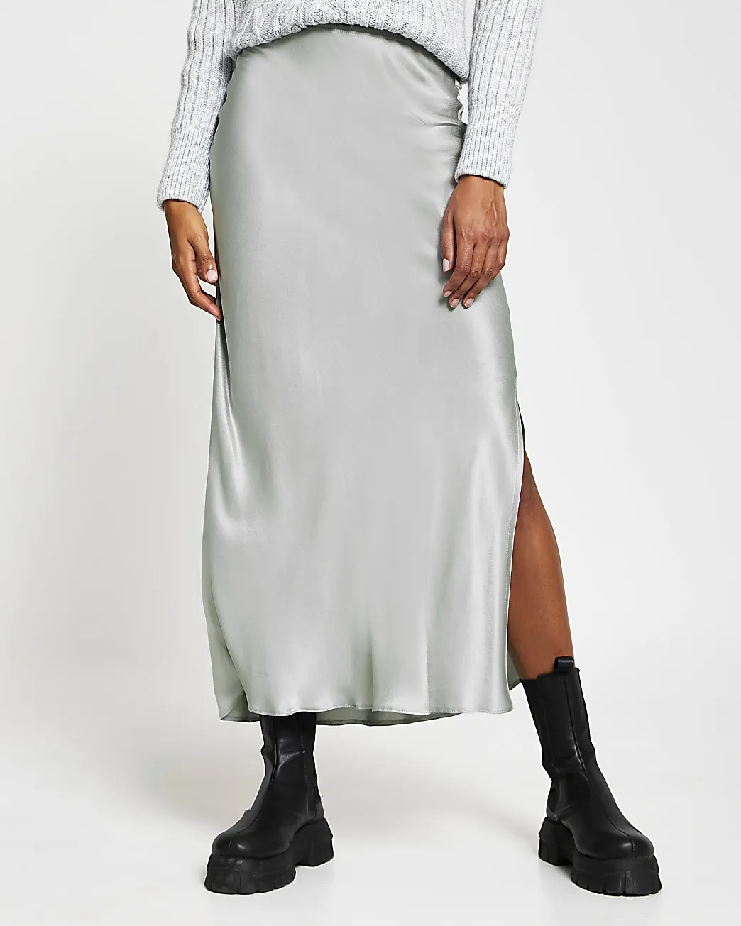 Lange satijnen rokken voor dames zomerkleding elegante zijden rokken sexy effen hoge taille rokken elegante midi rokken dames zijsplit