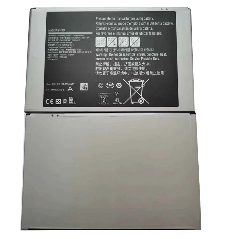 Tablet Battery For Samsung EB-BT545ABY Tab Active Pro 10.1 SM-T540 SM-T545 SM-T547 Volts 3.85 Capacity 7400mAh