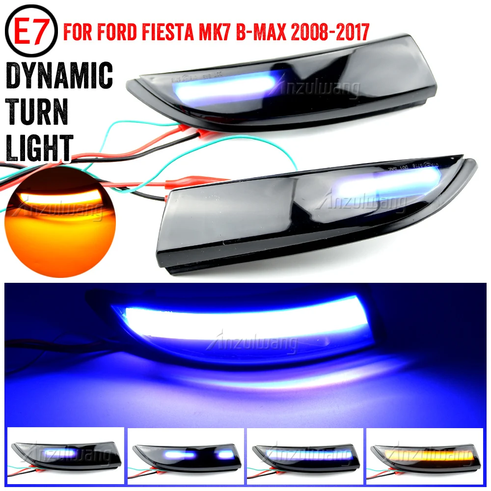 

2x Flowing Turn Signal Light LED Side Wing Rearview Mirror Dynamic Indicator Blinker for Ford for Fiesta MK6 VI/UK MK7