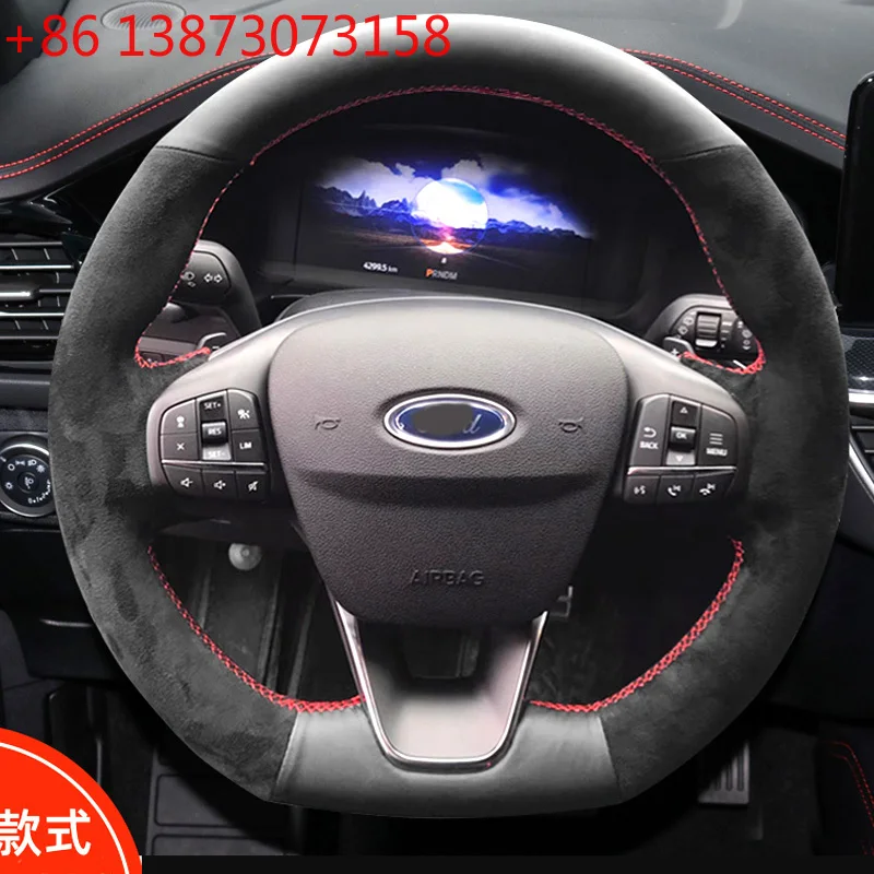 For Ford Focus Mk4 St Line 2018-2023 Focus ST 2019-2023 Steering Wheel Cover Braid Carbon Fider Suede Fiesta ST Accessories