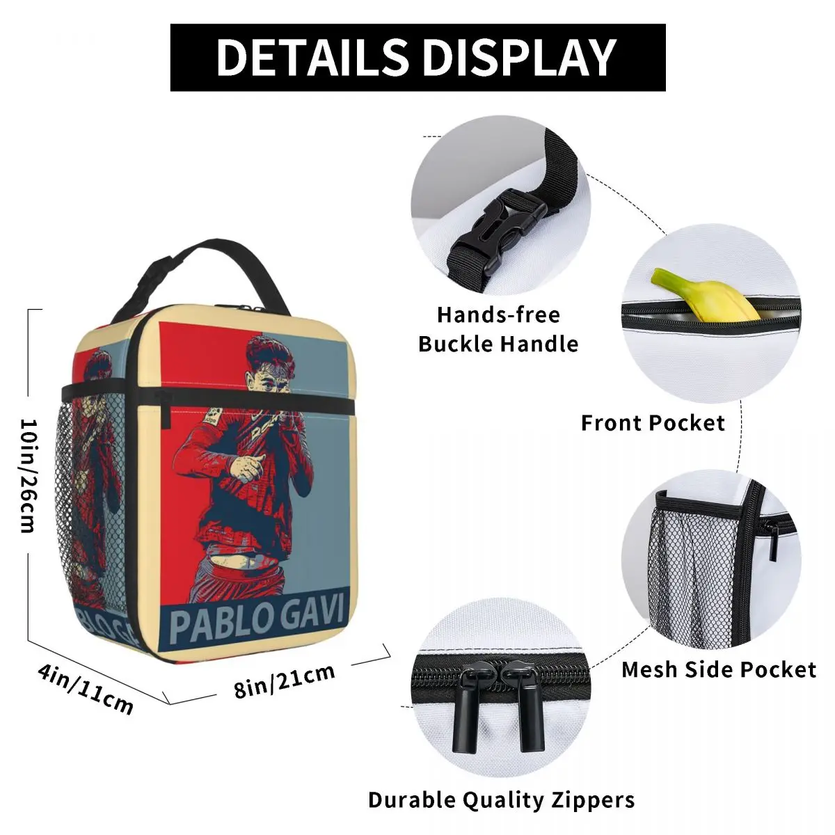 Pablo Gavi Sport Spain Football Soccer Player Merch Insulated Lunch Bags Food Storage Bag Reusable Thermal Cooler Lunch Boxes