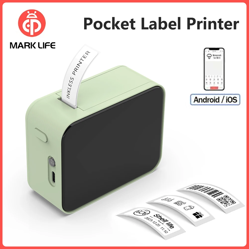 

Marklife P15 Portable Thermal Printer Mini Adhesive Label Printer Inkless Bluetooth Printing Machine Sticker Labeling Machine