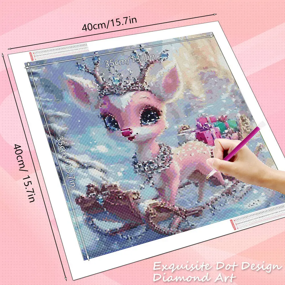 HUACAN 5D Diy الماس اللوحة الغزلان الشتاء الحيوان الحفر الكامل جدار ديكور الماس الفسيفساء عبر غرزة