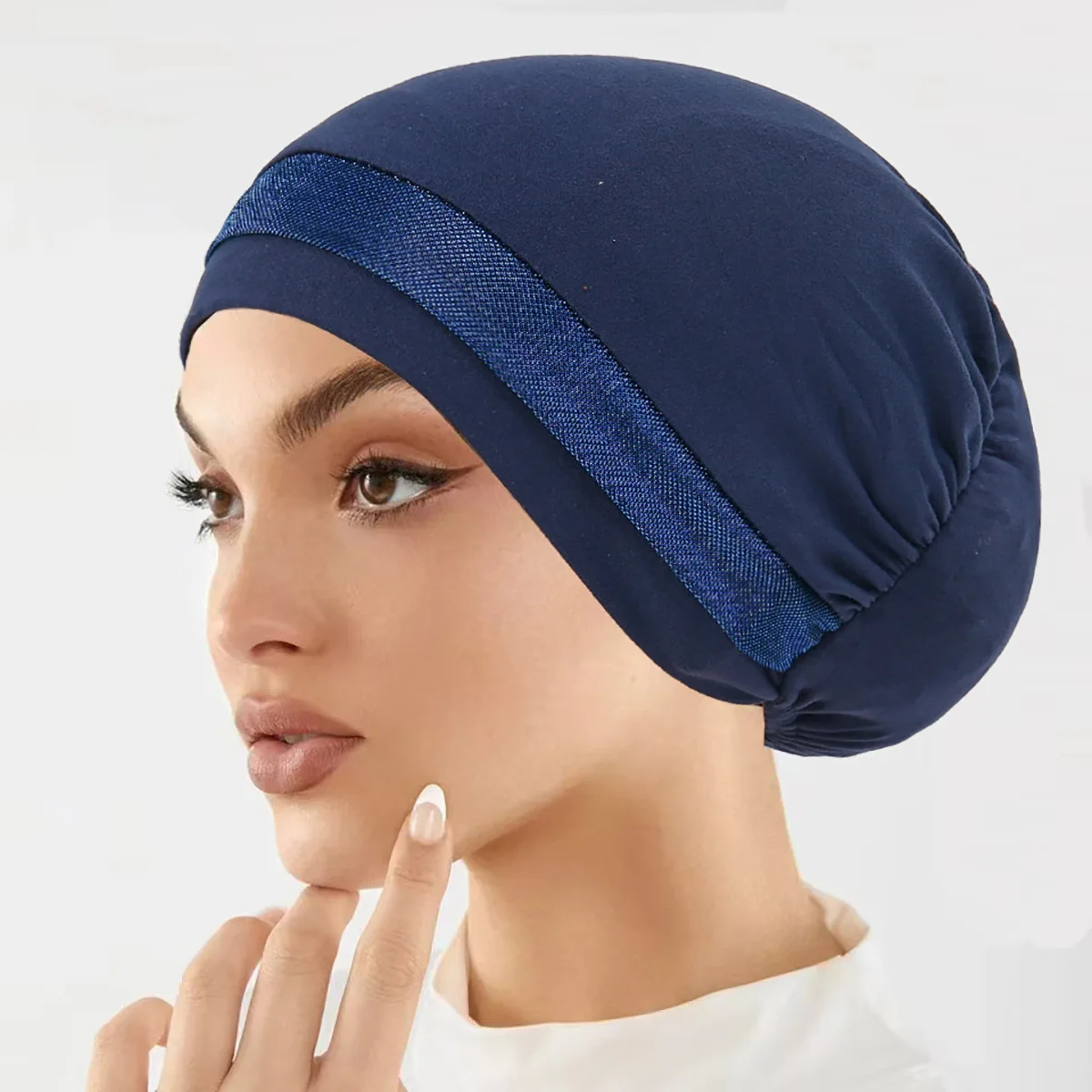 

Women Underscarf Glitter Beanies Bonnet Stretch Headscarf Muslim Inner Hijab Hat Chemo Cap Hair Loss Headwear Turbante Mujer