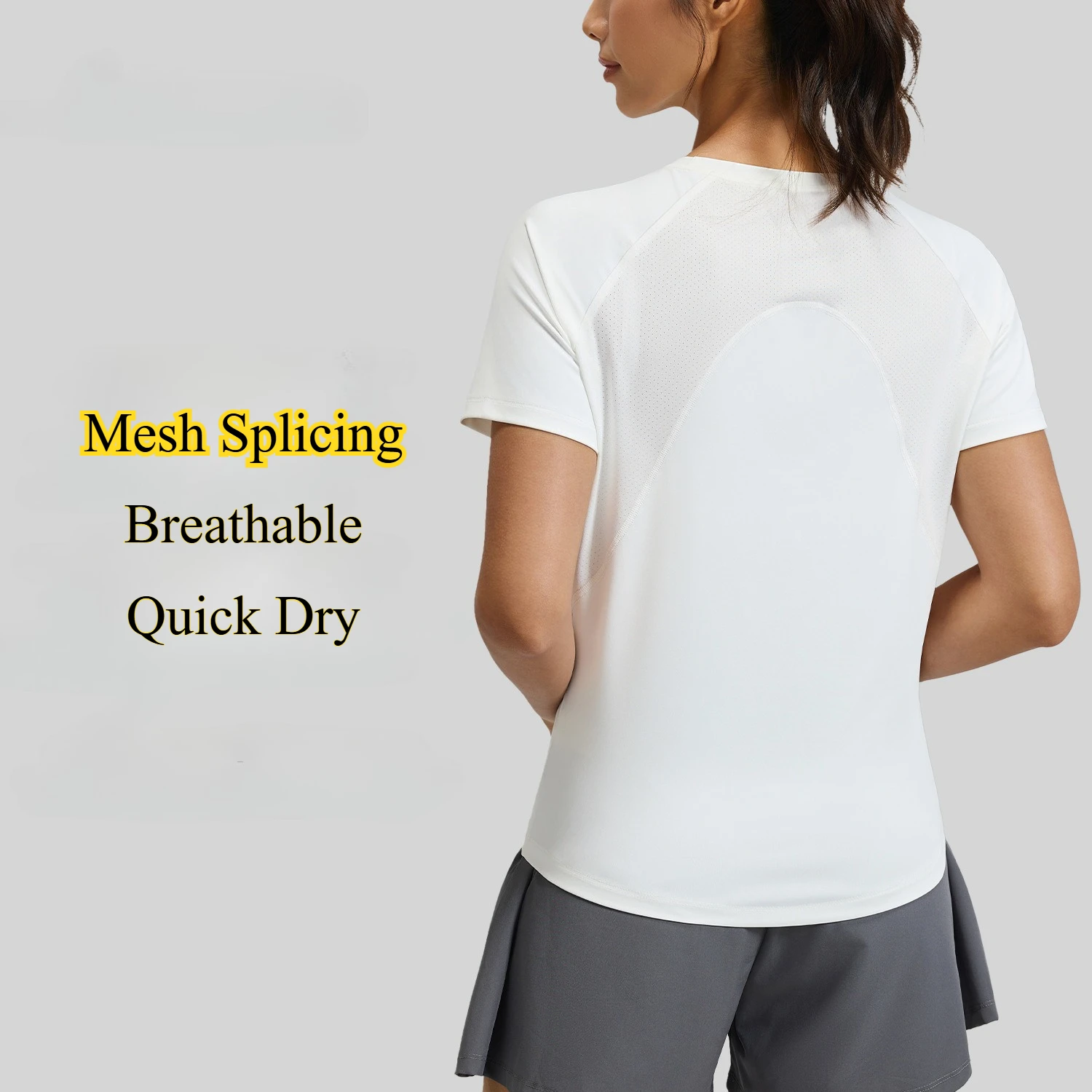 

Mileegirl Quick Dry Women Yoga Shirts Back Mesh Splicing Sports Crop Top Short Sleeves Gym Running T Shirts Slim Fit Workout Top