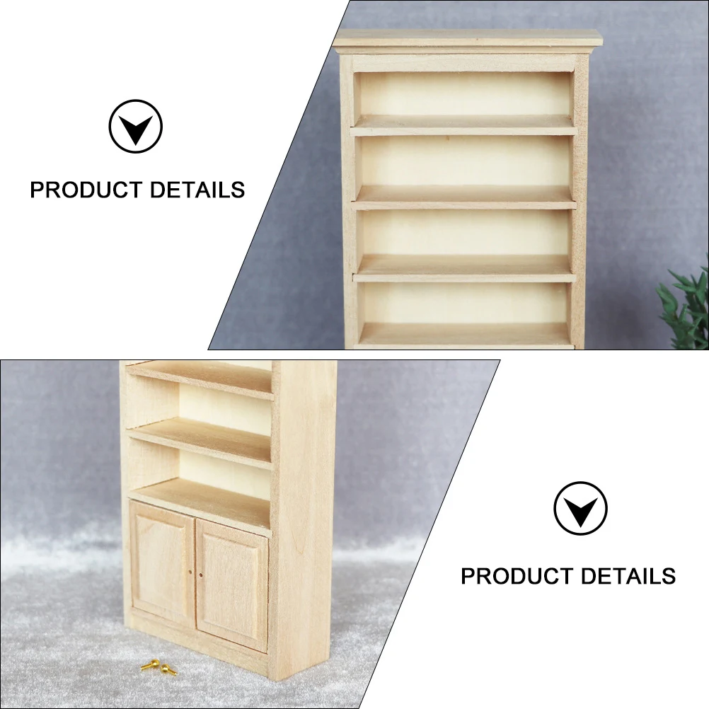 

Miniature Solid Wood Cabinet Small Size for DIY Mini House Decoration Kids Room Safe Smooth Surface Storage Craft