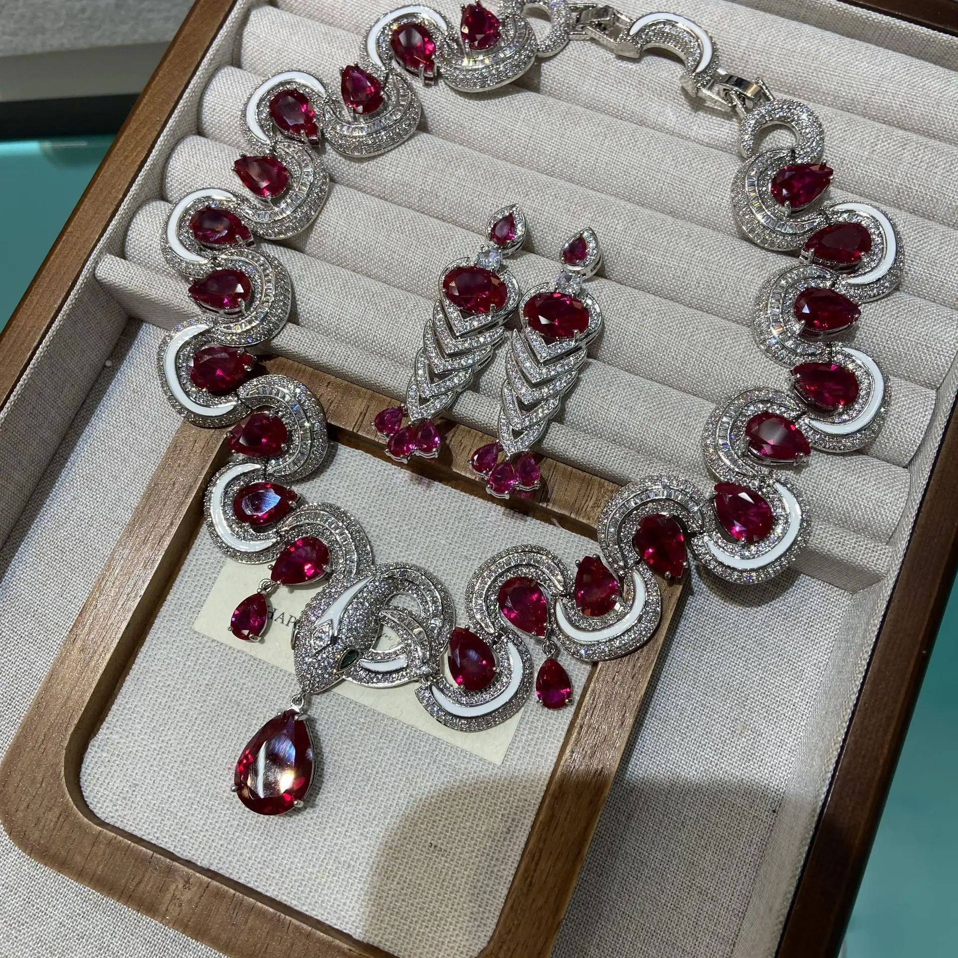 High Quality Luxury Zircon Snake Necklace Earrings Sets Jewelry Women Bridal Wedding Dinner Banquet Dress Party Gift 2025 New