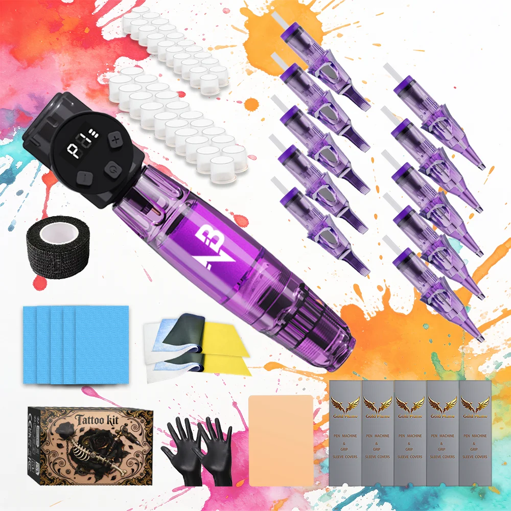 

Goldplume Tattoo Equipment Tattoo Pen Set - Includes Tattoo Power Supply and 10 Tattoo Needles, Complete Tattoo Supplies for Beginners