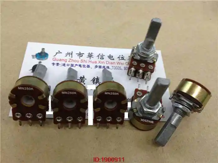 1pcs/lot Taiwan produced 16 double balanced potentiometer MN250K handle length 25MMF with the middle point back to zero