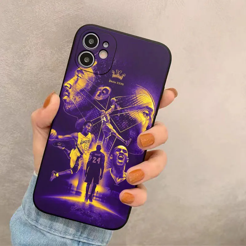 No.24 Kobe Basketball Player Phone Case Black Mamba iPhone Cover for iphone 15 14 13 12 11 Pro Max Case Christmas Gift for Fans