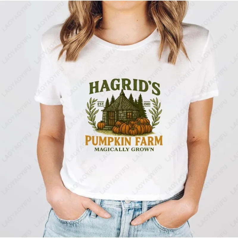 

Hagrid's Pumpkin Farm Magically Grown Halloween Tshirt for Women Men Wizard Fall Tees Unisex Spooky Season All Saints' Day Tops