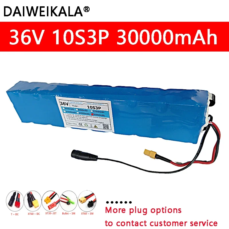 

36V Battery 30Ah 18650 Li- Ion Battery Pack 10S3P 30000mAh 500W Same port 42V Electric Scooter M365 ebike Power Battery + BMS