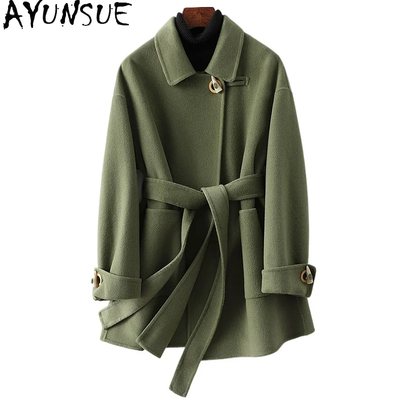 AYUNSUE 100% Double Sided Wool Jacket Fall Clothes Women 2024 Luxury Short Coats Ladies Fashion New in Outerwears Пальто Женско