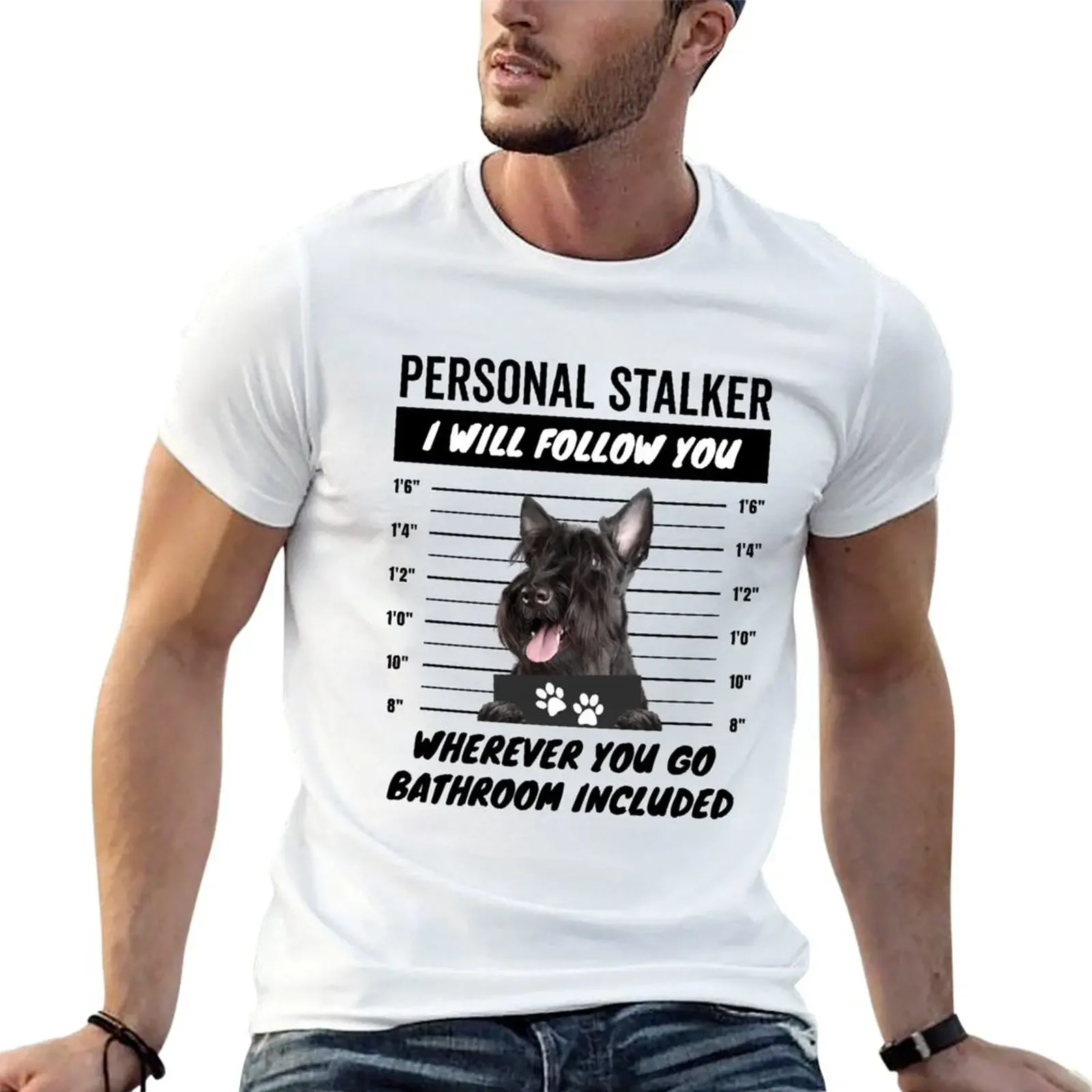 

Personal Stalker Dog – Black Scottish Terrier T-Shirt tops graphic shirts anime t shirts graphic t shirts t men