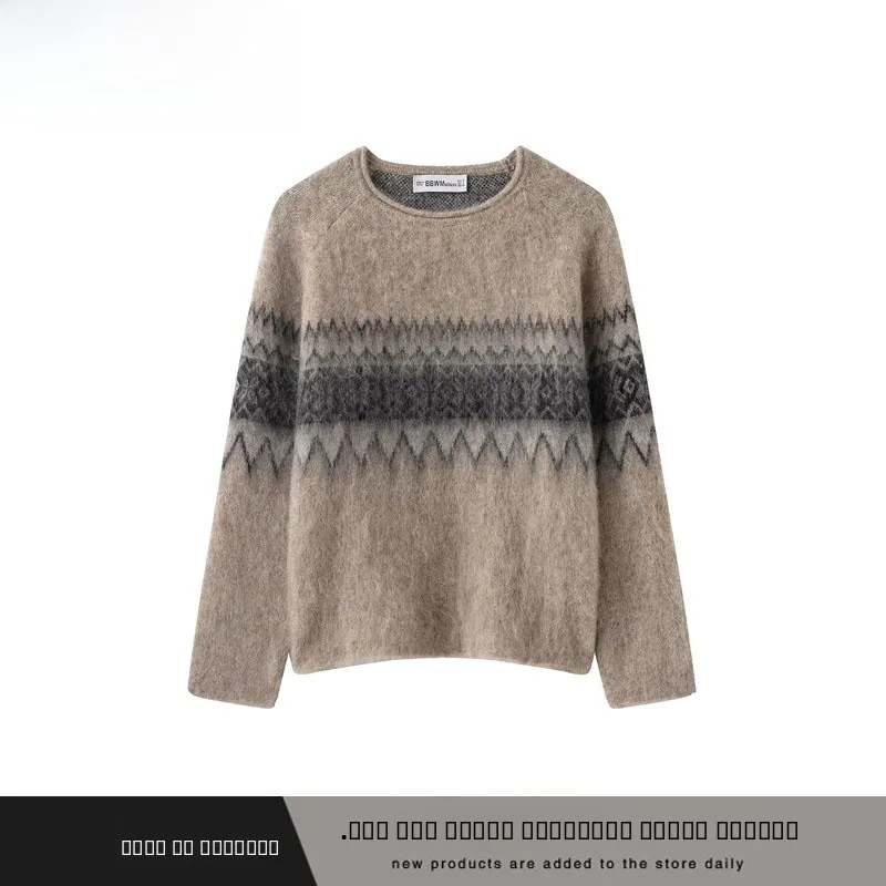 

Невобычный цветной вязаный свитер с эффектом натирания ZR Sle, осень-зима, Новое поступление, женский длинный свек из полиэфирного волокна, круглый...