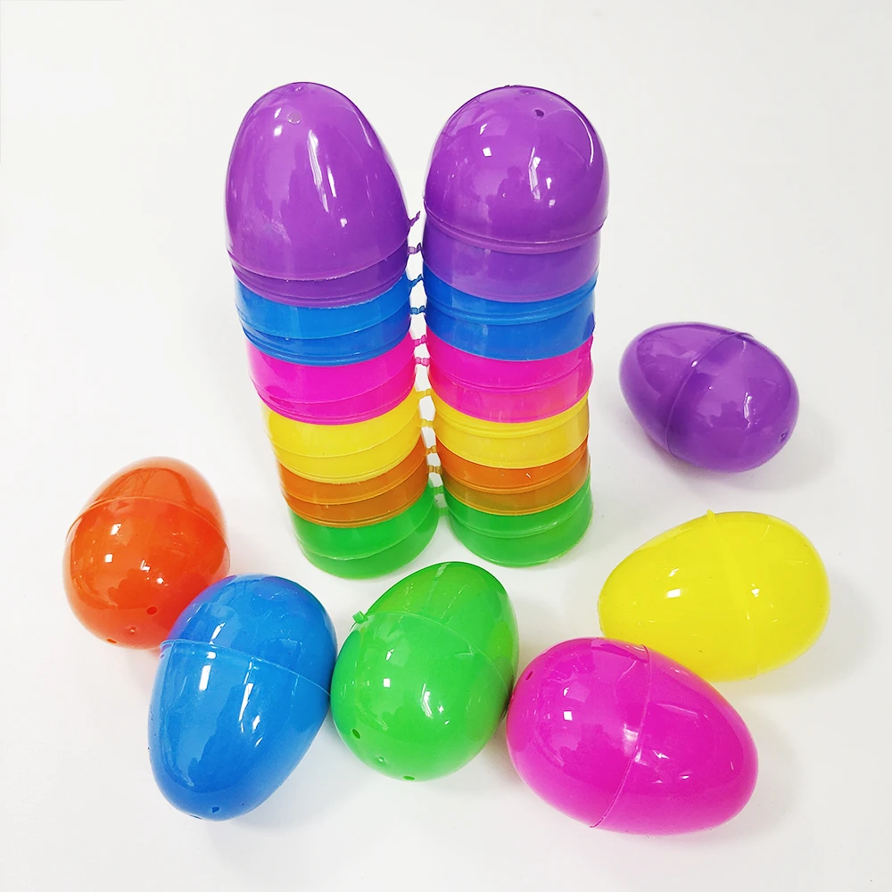 12/24/50Pcs Easter Fillable Eggs Colorful Plastic Candy Gift Opening Packing Box Happy Easter Party Home Decoration Kids Favors