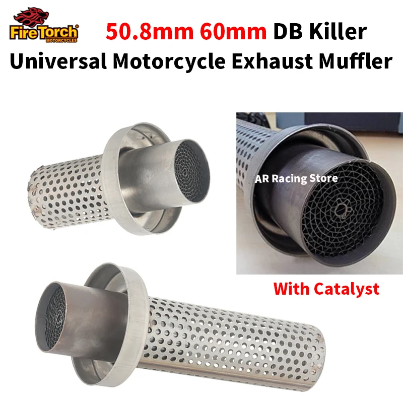 50.8mm 60mm DB Killer Universal Motorcycle Exhaust Escape Moto Catalysts Mesh Silencieux Moto Dit Bike Slip On Muffler Silencer