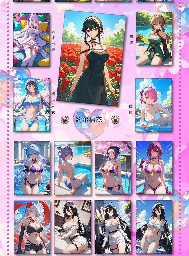 Youkashe Secret Of The Beauty Parte 2 mujer líder hermana A5 tarjeta de historia de diosa gruesa Anime Sexy Rem Kafka traje de baño tarjetas de Bikini