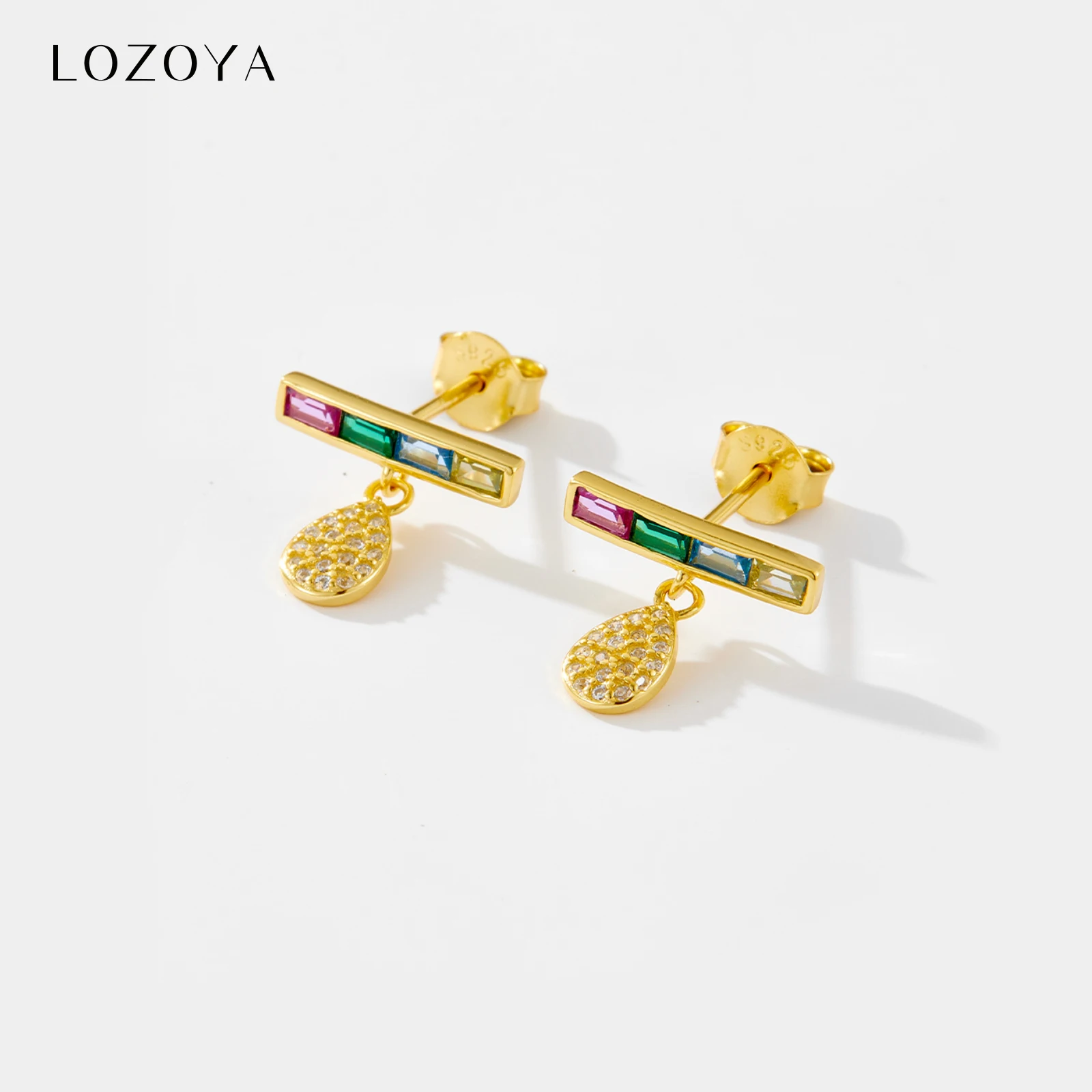 

LOZOYA Women 100% 925 Sterling Silver Color Clear Zircon Stud Earring Piercing 2024 New Irregular Luxury Fashion Fine Jewelry